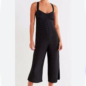 NWOT Urban Outfitters Jumpsuit Black Asher Empire Waist Button-Down - Size S
